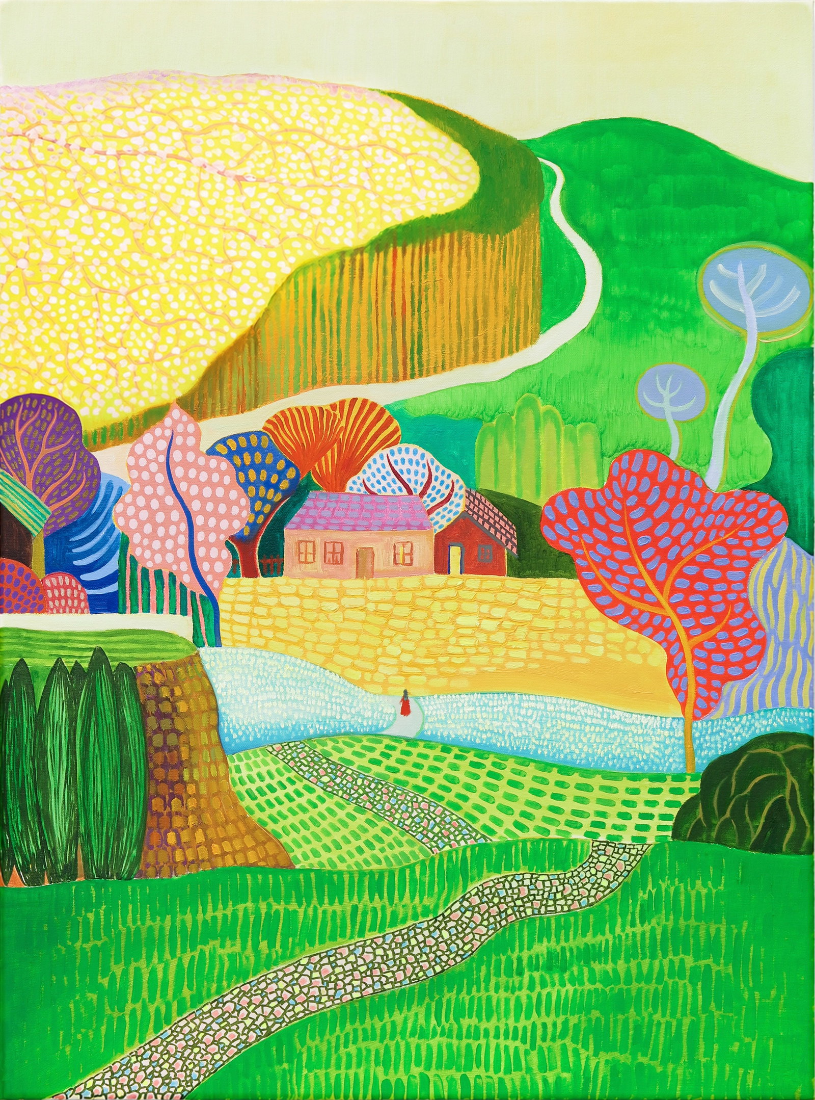 Matthew Wong Attr. Summer Hills, oil on canvas: MATTHEW WONG (1984-2019) SUMMER HILLS signed in Chinese, titled ‘SUMMER HILLS’ and dated in Chinese (on the reverse) oil on canvas Painted in 2017 Dimensions: Image size 102 × 76 cm. Description: