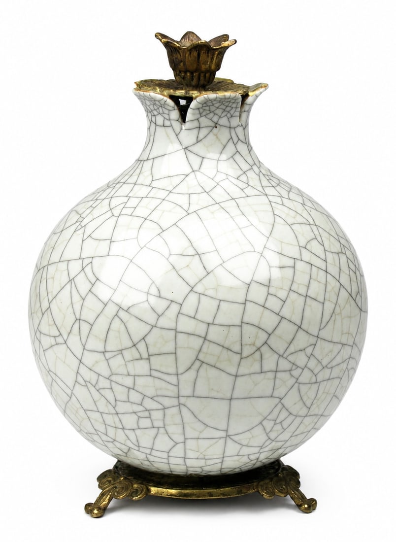 A 'Ge'-type crackled 'pomegranate' vase with gilt-bronze mounts (1 of 1)