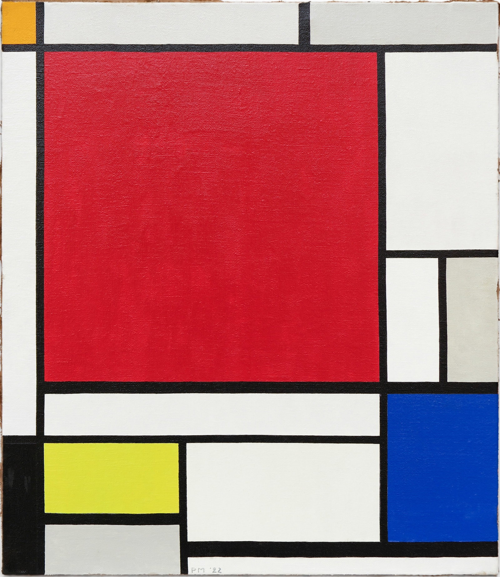 Piet Mondrian Attr. Composition with Large Red Plane, Blue, Grey, Black and Yellow, oil on canvas (1 of 3)
