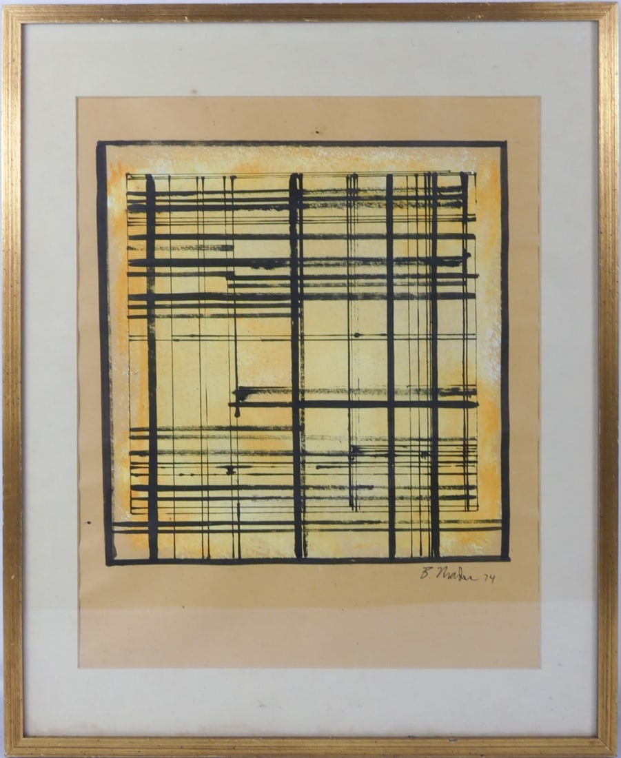 Brice Marden Attr. Abstract Composition, ink and gouache on paper (1 of 3)