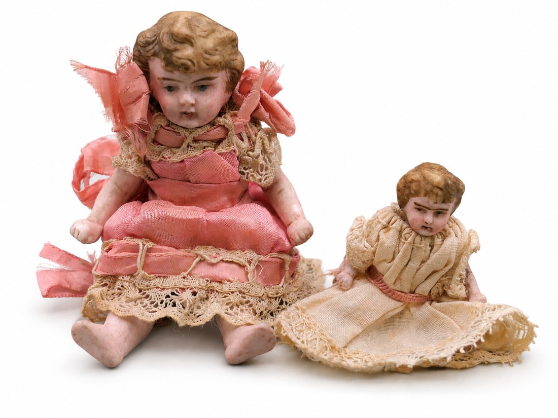Two Victorian miniature bisque dolls (1 of 1)