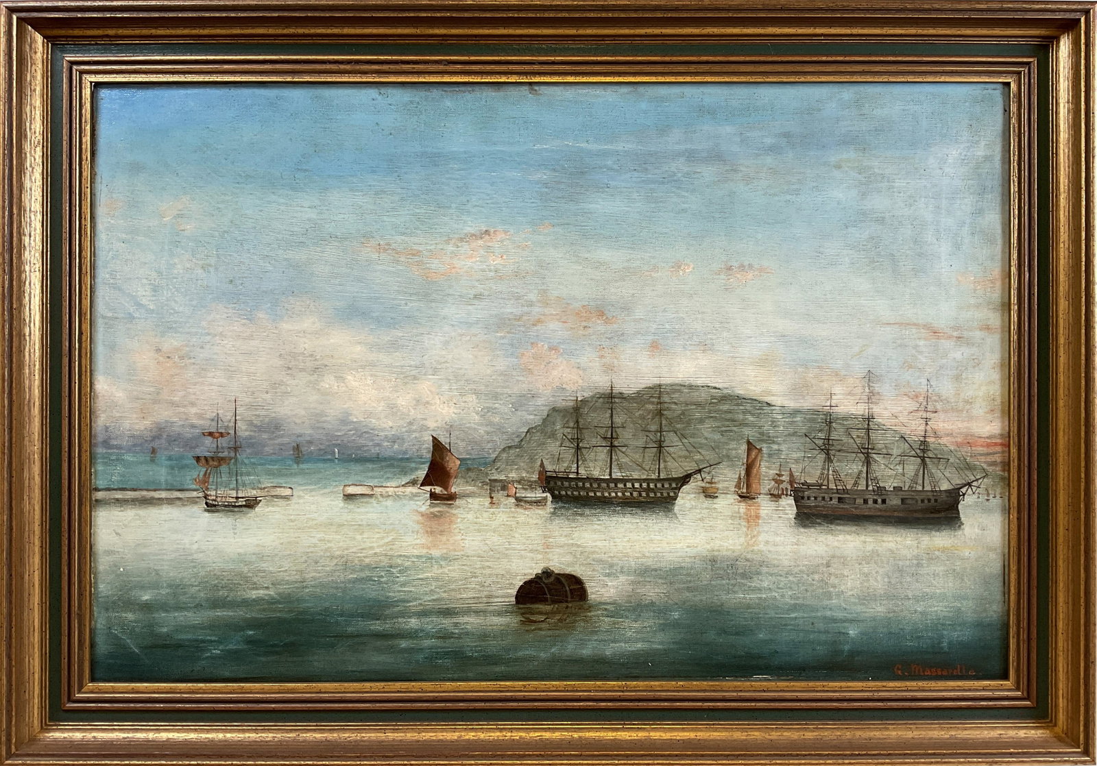 G. Massarella Attr. Weymouth Harbour, oil on canvas (1 of 2)