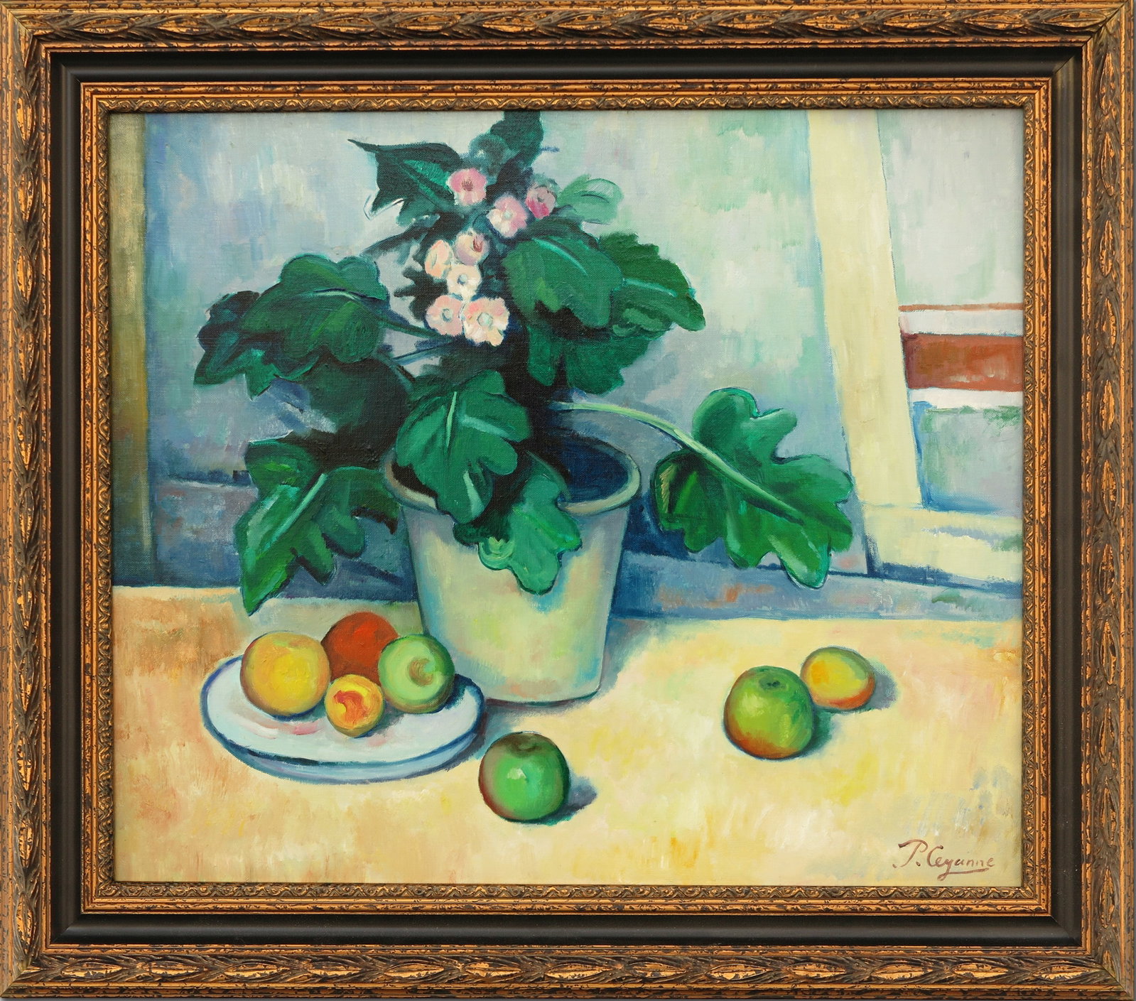 Paul Cézanne Attr. Still Life with Potted Plant, oil on canvas (1 of 3)