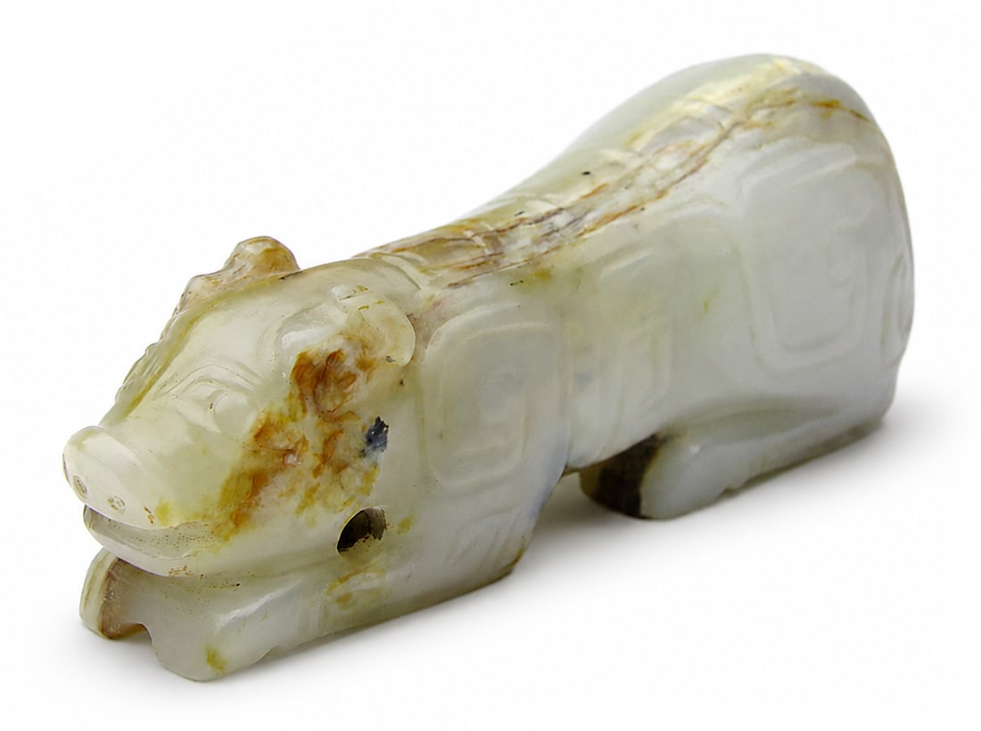 Carved Jade Mythical Beast / Recumbent Animal (1 of 1)