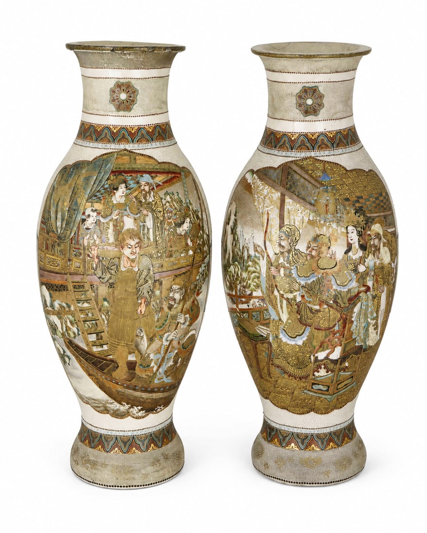 A pair of large Satsuma vases (1 of 1)