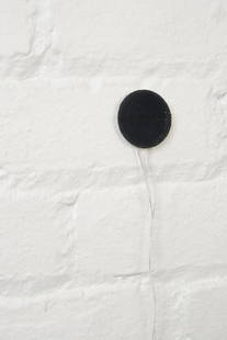 Rolf Julius, Sound Sculpture: "Drawing (Dot)", 2007, 1 5/8" diameter, dimensions variable, Speaker, Pigment, Wire, CD (cd player not included)