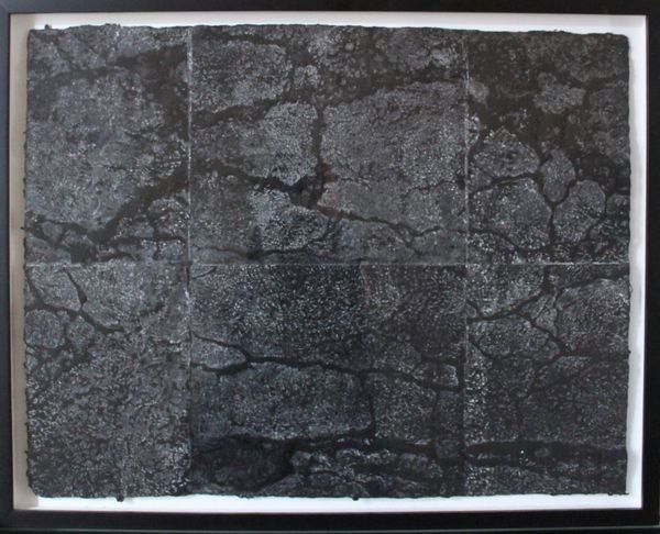 Diane Samuels: Mapping Sampsonia, Part II, Close Readings , Sampsonia Imprint, 2007 29"x23"x1" Black cotton rag paper pulp cast directly onto roadbed NO RESERVE