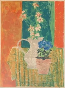 Guy Bardone (French, 1927-2015), Flower And Vase Still Life, Color Lithograph On Paper