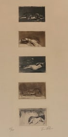 Karl Brandstatter (Austrian 1946 ), Five Nudes, Lithograph On Paper