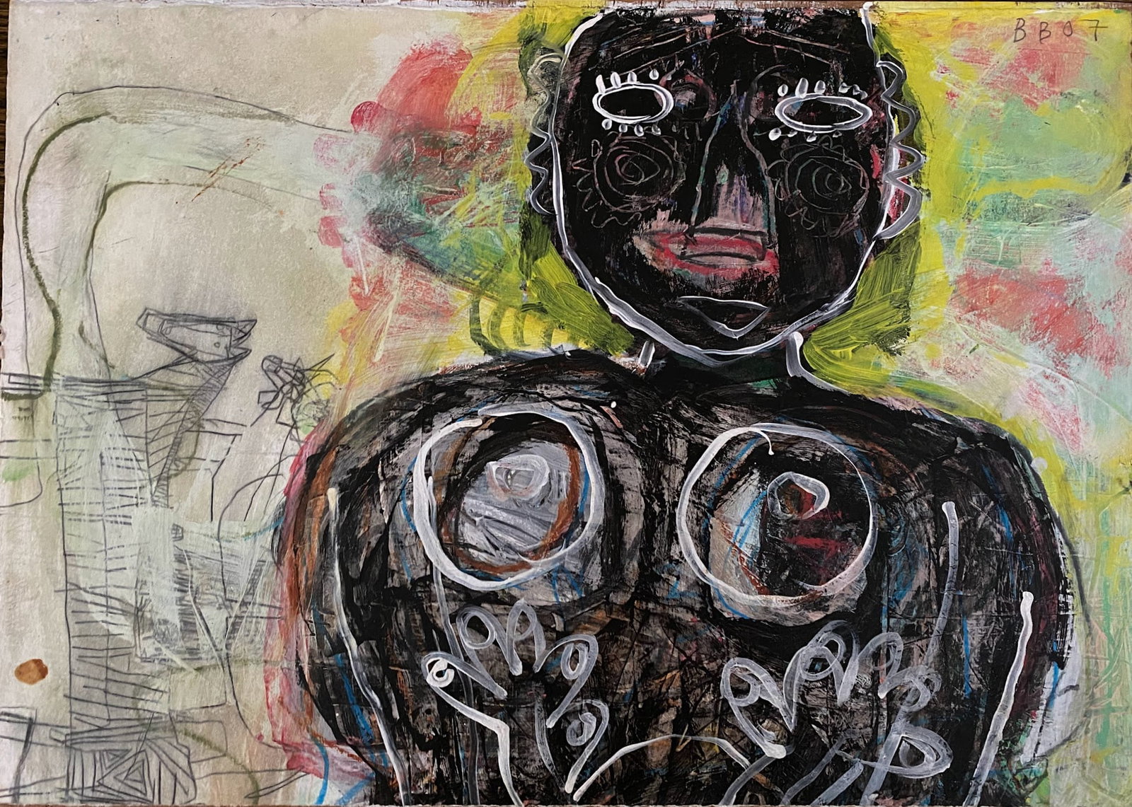 Brewster Brockmann (Mexican, B. 1970), Costena, 2007, Mixed Media On Paper On Board: signed and dated (at upper right): BB / 07, H: 16", w: 22 1/2"