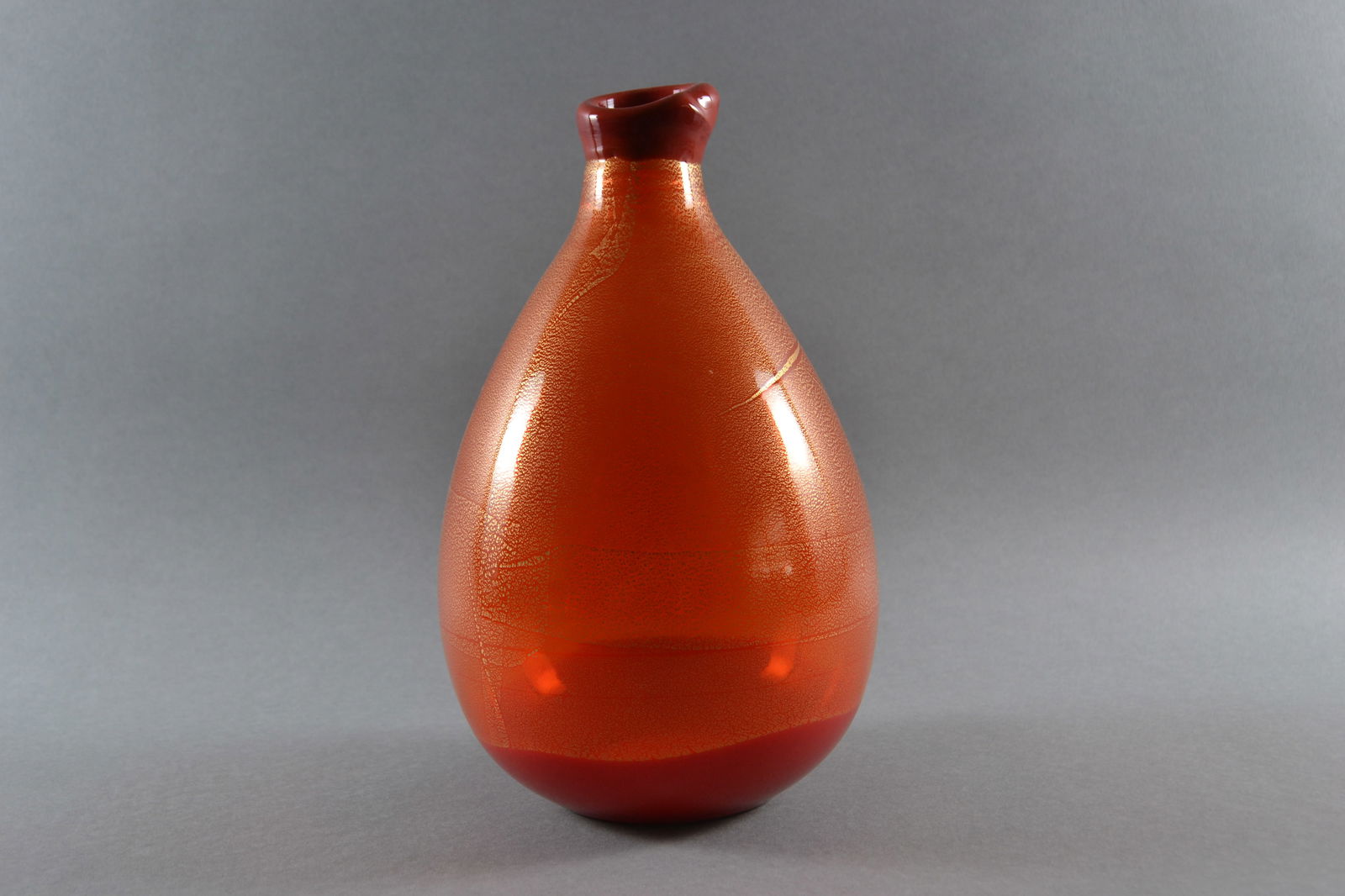 Gianni Versace For Venini, Art Glass Vase, 2001: Orange incalmo glass and gold leaf inclusions, signed and dated on underside: Versace Venini 2001, H: 9"