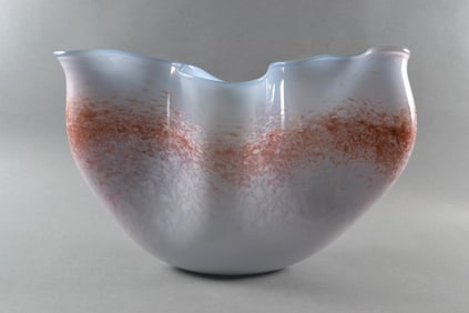 Signed, Large Scale Scalloped Edge Decorative Centerpiece Bowl, 1989