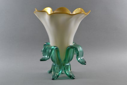 John Cook (American) Studio Art Glass Flower Vase. 1994