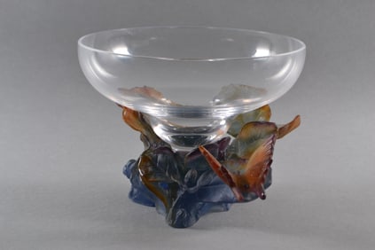 Daum France, Pate De Verre And Crystal, Papillion Centerpiece
