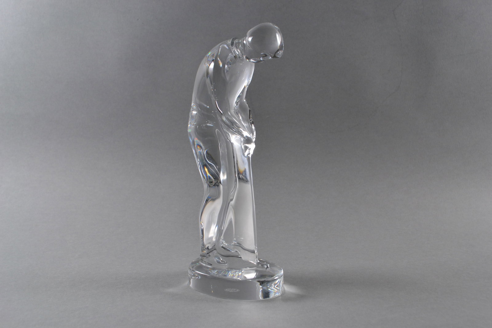 Baccarat Crystal Golfer Figurine: Etched Baccarat logo at base, H: 9"