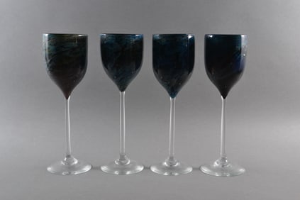Josh Simpson (American, b. 1949) Art Glass Wine Glasses, 1983