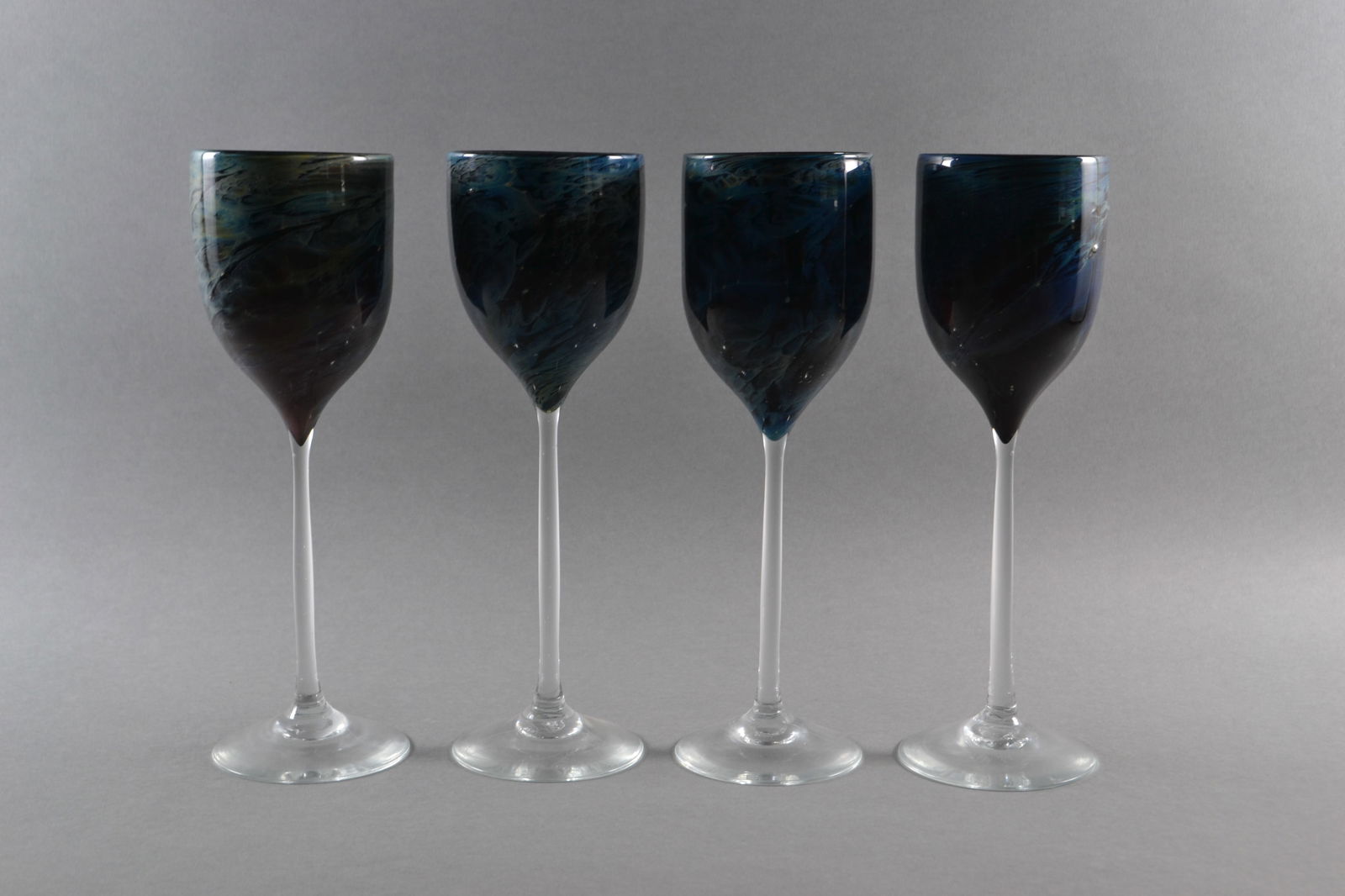 Josh Simpson (American, b. 1949) Art Glass Wine Glasses, 1983: Signed and dated on underside H: 9 3/8"