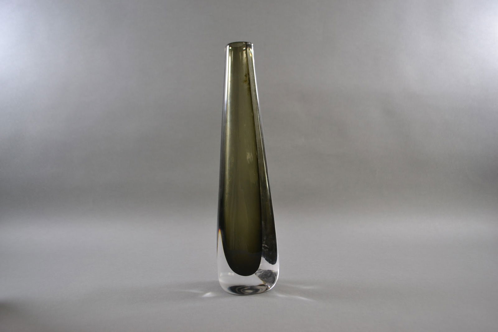 Nils Landberg For Orrefors, Nils Landberg Dusk Collection Crystal Vase: Edition. 38/338, using Sommerso technique, signed and inscribed: Orrefors N 35, H: 14 3/4", w: 3 3/4" (at base)