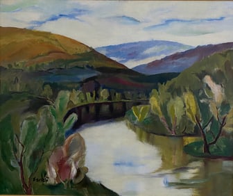 Adalbert Erdelyi (Ukrainian, 1891-1944), Uzh River, Uzhhorod, Oil on canvas