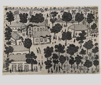 Zica Bergami (brazilian, 1913-2011), Vilarejo, 1982, Ink On Paper