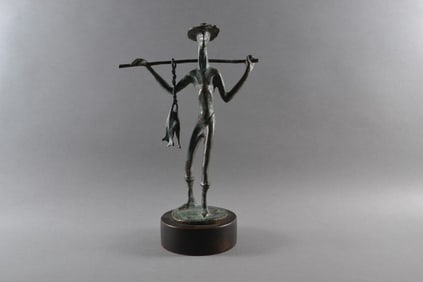 Ramiz Barquet (Mexican, 1920-2010), El Pescatore (The Fisherman), Cast Bronze On Wood Base, Number 4