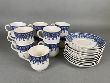 Antique Victorian (1886) Royal Worcester Set Of 11 Demitasse Cups And Saucers