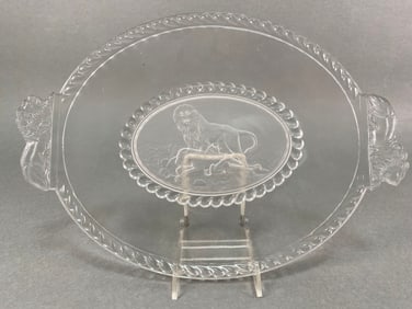 Gillinder & Sons Lion Pattern Two Handled Oval Platter, Circa 1877