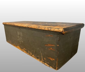 Early American Blue Painted Blanket Chest, Inscribed WH, 1798