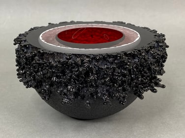 Red Lava Michael Mortara Studio Art Glass 1998