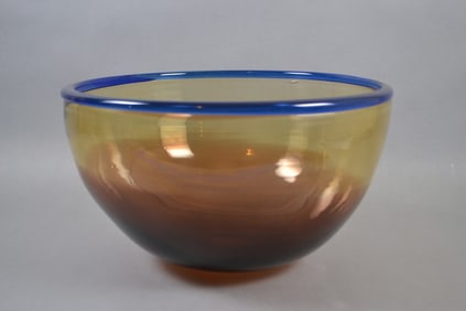 Christopher Williams (British, B. 1949), Large Amber Glass Bowl, 1988
