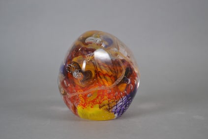 Eric Rubinstein (b. 1956) Seascape Stone, Art Glass Paperweight, 2002