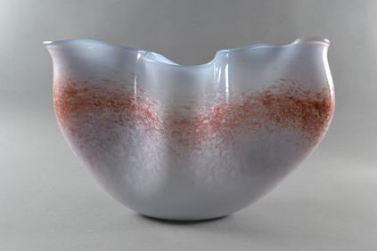 Signed Large Scale Scalloped Edge Decorative Centerpiece Bowl, 1989