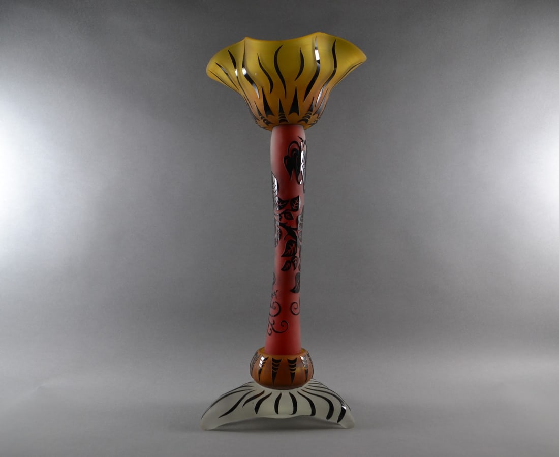 Italian Cameo Glass Tazza: H: 22 1/2, w:9 3/4 inches