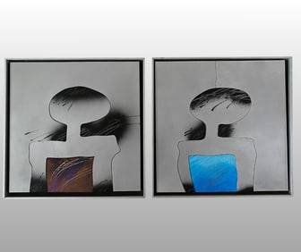 Two Unknown Artist (Probably Mexican), Female Torso, 2, Mixed Media On Metal