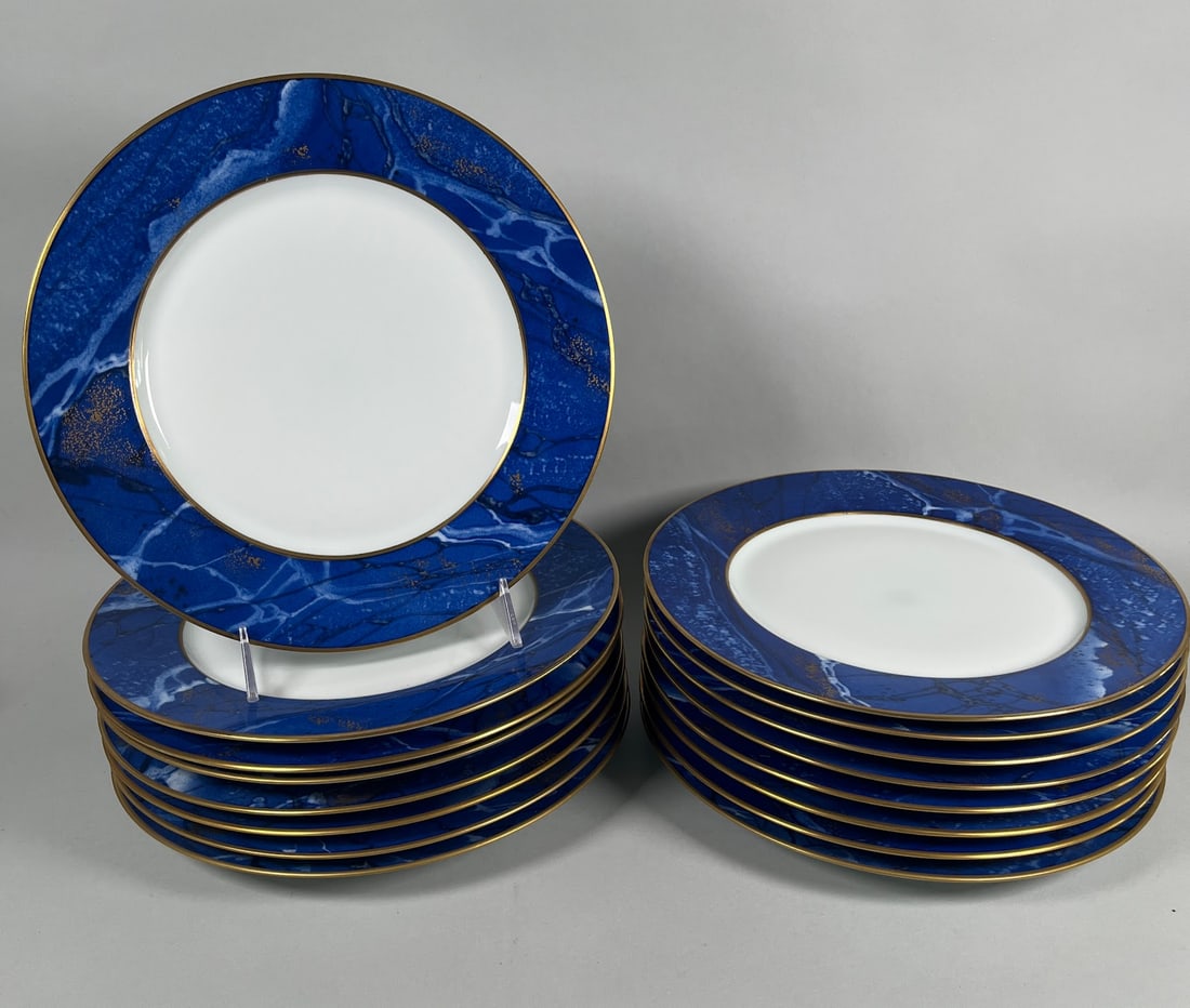 Set Of 15 Puiforcat, Lapis, Dinner Plates: Plate - Dia.: 10 inchesCONDITION: all in excellent condition