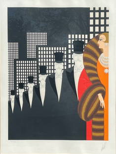 Erte (Russian American 1892-1990), Top Hat, C. 1975: serigraph on paper edition of 260, signed at lower right: Erte, numbered at lower left: 114/260 H: 29 5/8 x w: 23 5/8 inches (framed) H:19 3/4 x w:15 1/8 inches (plate)