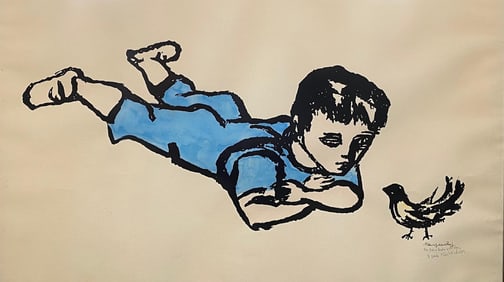 Frank Kleinholz, (American, 1901-1987), Boy With Bird, 1969