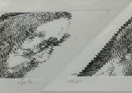 Leonard Baskin (American, 1922 - 2000) Portrait Of A Man, Etching: etching on paper, edition of 175, signed in pencil at lower right: Baskin, numbered in pencil at lower left: 84/175, signed in plate at lower left: Baskin, H: 3 1/2 x w: 5 3/4 inches (plate), H: 14 x
