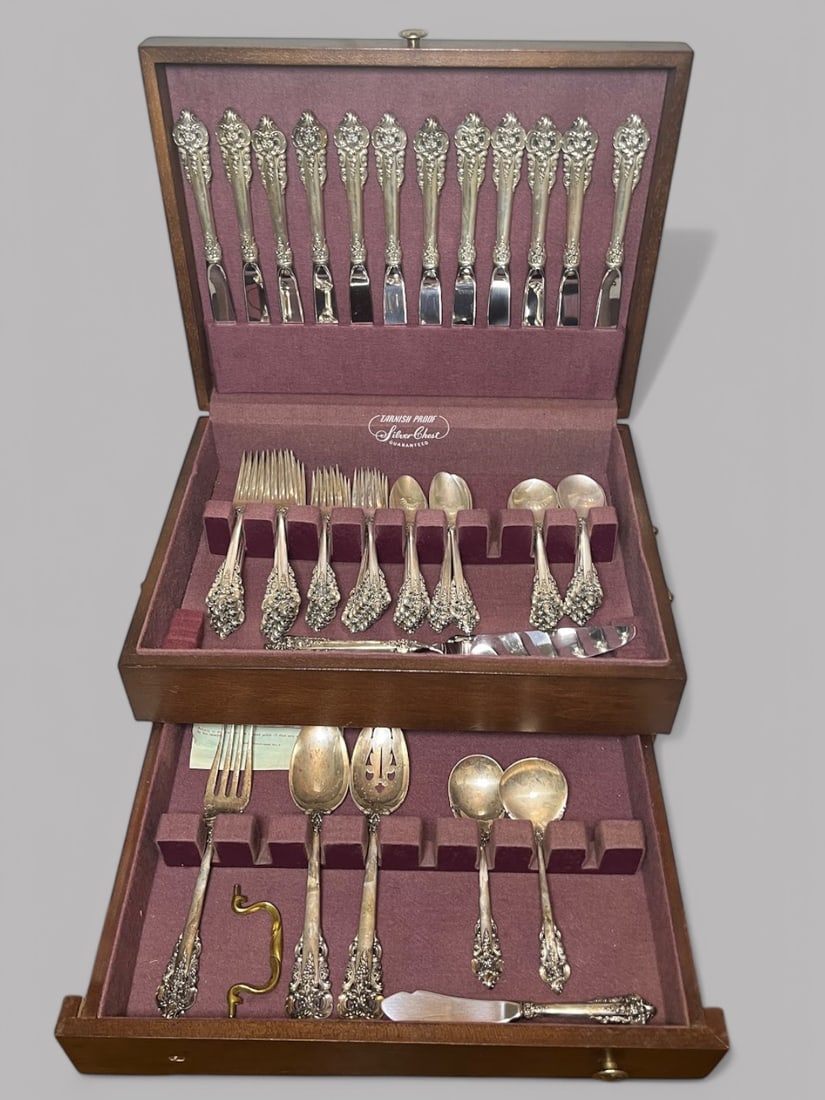 Wallace Grand Baroque Sterling Silver 67 Piece Flatware Set (1 of 4)