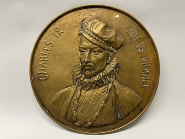 Charles IX Oversize Brass Medallion Wall Hanging
