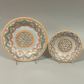 Mackenzie Childs Heather Dinner Plate And Salad Plate