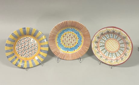 Three Assorted Mackenzie Childs Salad Plates