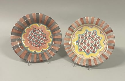 Two Mackenzie Childs Rose Cottage Salad Plates