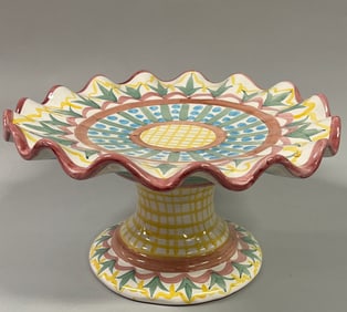 Mackenzie Childs Madison Cake /Display Stand With Ruffled Edges