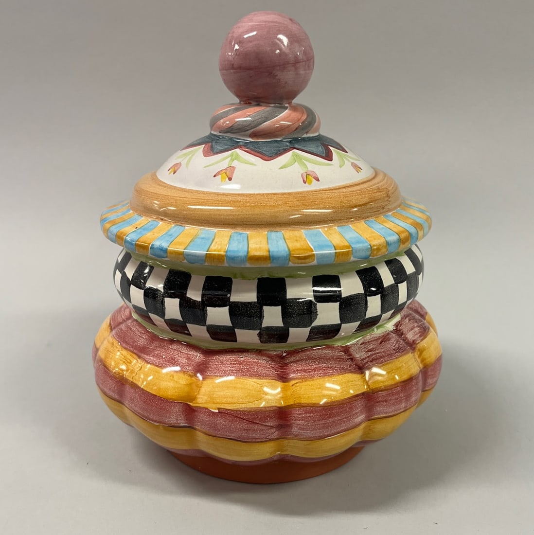 Mackenzie Childs Piccadilly Cookie Jar And Lid (1 of 5)