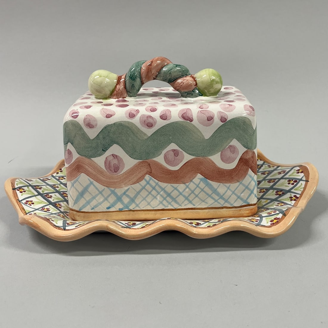 Mackenzie Childs Heather Rectangular Covered Butter Dish (1 of 8)