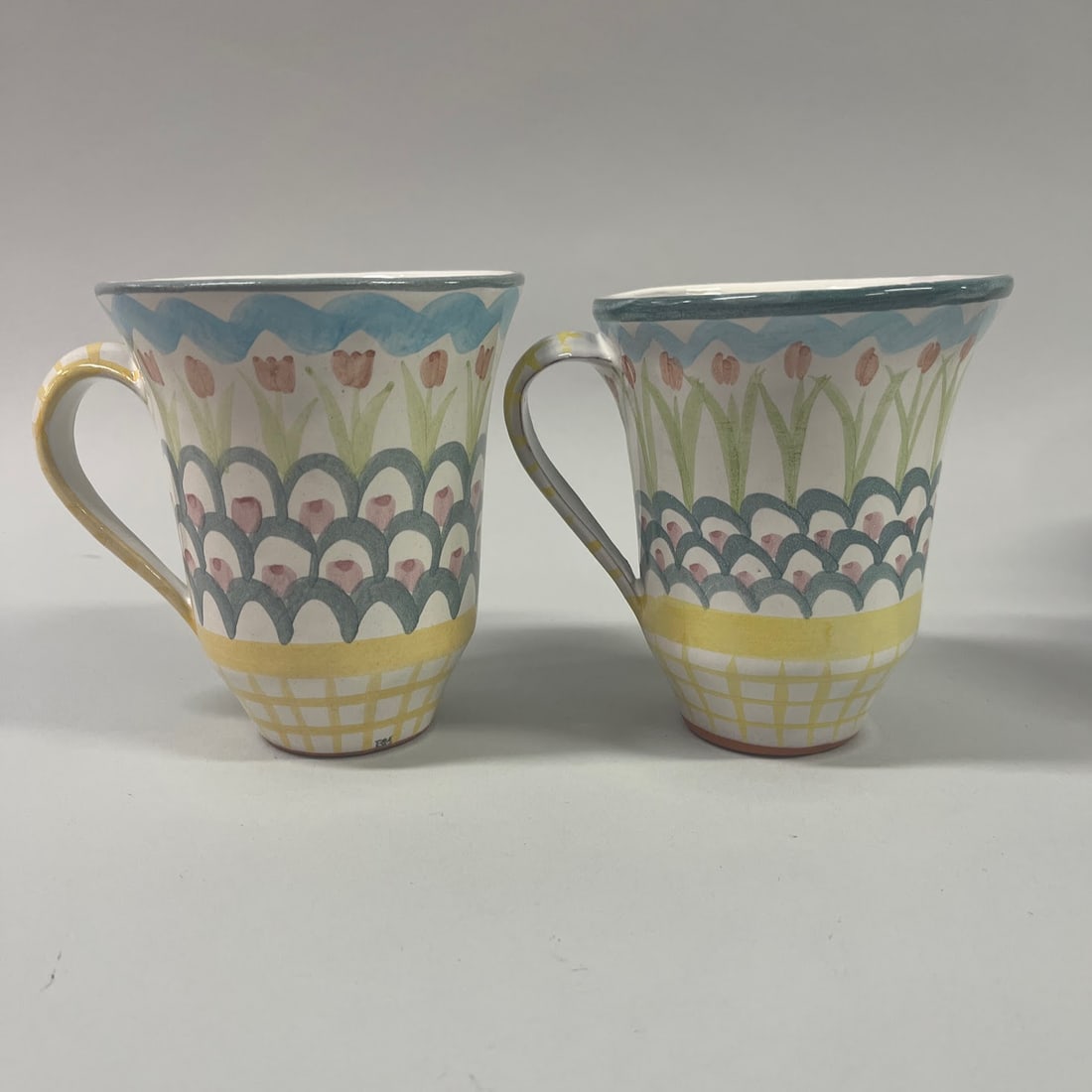 Two Mackenzie Childs Kings Ferry Mugs: Each measures: H: 5 x w: 6 x d: 4 inchesCONDITION: excellent