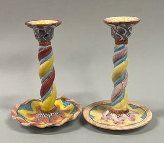 Two Mackenzie Childs Keukenhof Candlesticks