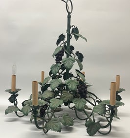 Metal Grapes Vineyard Chandelier With 6 Candlesticks