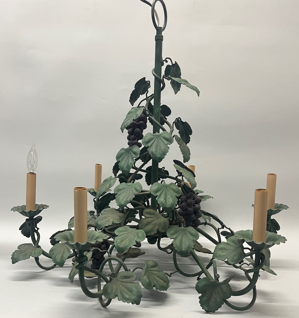 Metal Grapes Vineyard Chandelier With 6 Candlesticks (1 of 2)